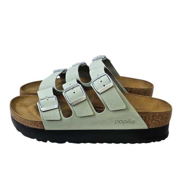 Papillio Birkenstock Florida Flex Platform Triple-Strap Sandal, Sage,Narrow 40/9 - Picture 6 of 7